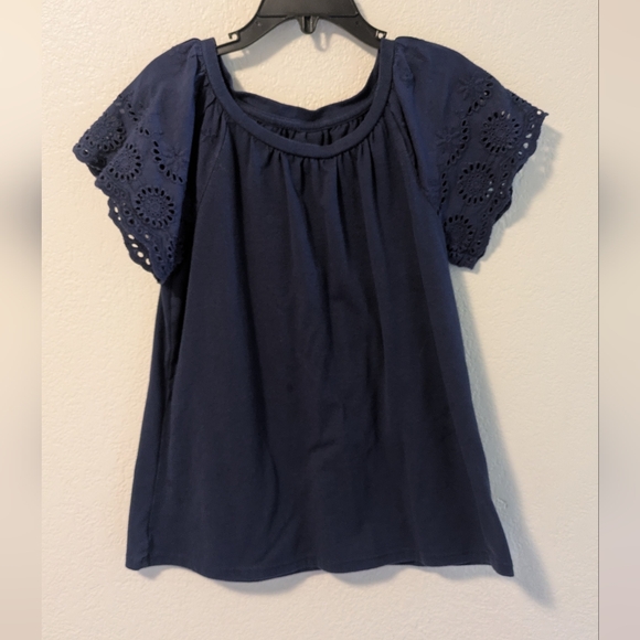Cat & Jack Other - Cat & Jack Blue Short Sleeve Embellished Blouse